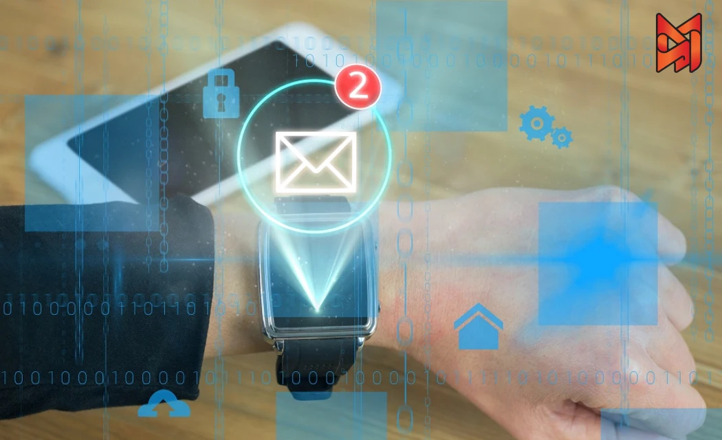 A concept illustration of cold email marketing, with envelopes, email icons floating in the background.