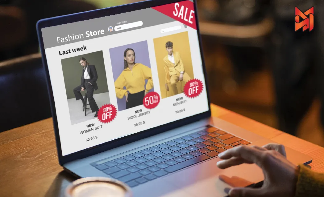 Person buying from a Shopify fashion store website in Dubai with a special discount on products.